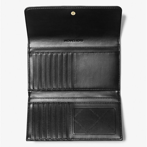 NWT Michael Kors Jet Set Travel Large Quilted Tri-Fold Wallet in Black - Picture 3 of 11